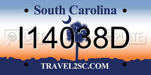 I14038D South Carolina License Plate