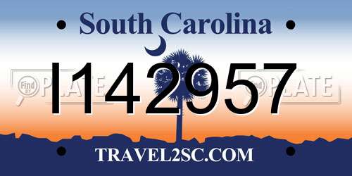 I142957 South Carolina License Plate
