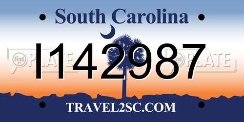 I142987 South Carolina License Plate