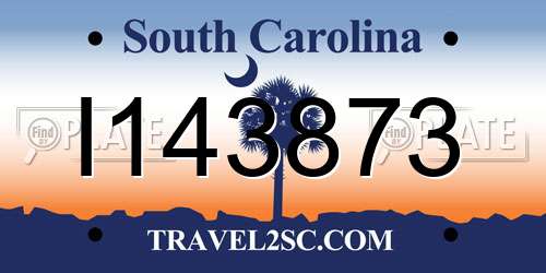 I143873 South Carolina License Plate