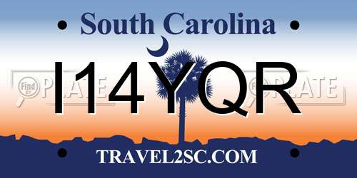 I14YQR South Carolina License Plate
