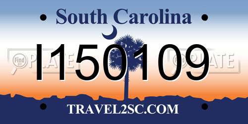 I150109 South Carolina License Plate