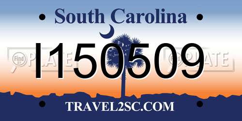 I150509 South Carolina License Plate