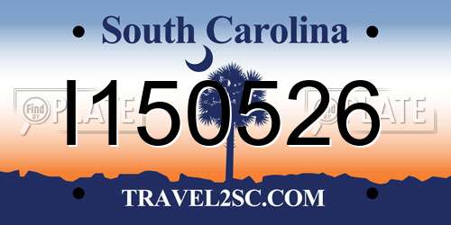 I150526 South Carolina License Plate