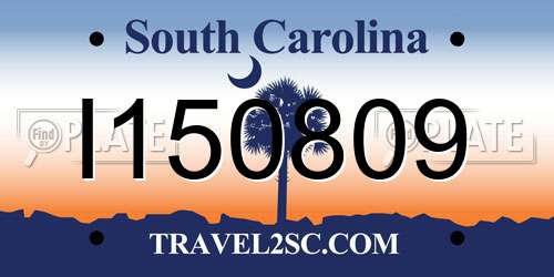 I150809 South Carolina License Plate