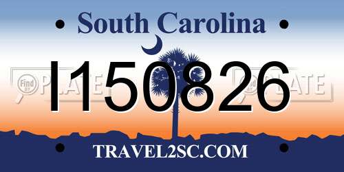 I150826 South Carolina License Plate