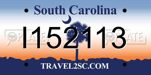 I152113 South Carolina License Plate
