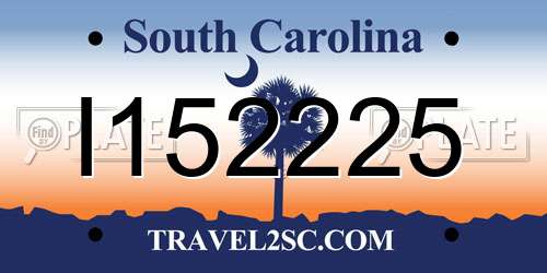 I152225 South Carolina License Plate