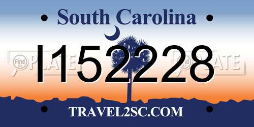 I152228 South Carolina License Plate