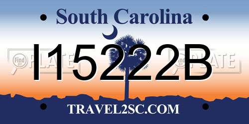 I15222B South Carolina License Plate
