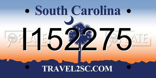 I152275 South Carolina License Plate