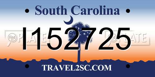 I152725 South Carolina License Plate