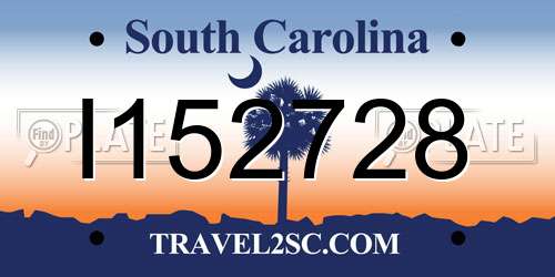 I152728 South Carolina License Plate