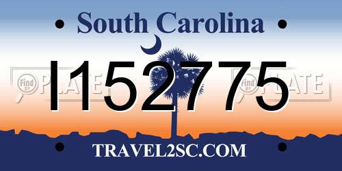 I152775 South Carolina License Plate