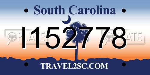 I152778 South Carolina License Plate