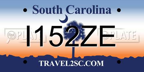 I152ZE South Carolina License Plate