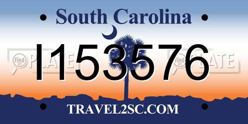 I153576 South Carolina License Plate