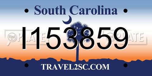 I153859 South Carolina License Plate
