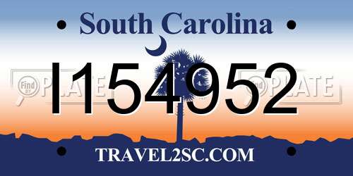 I154952 South Carolina License Plate