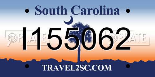 I155062 South Carolina License Plate