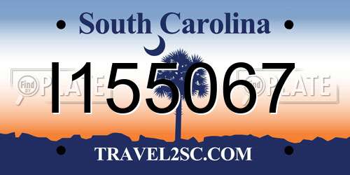 I155067 South Carolina License Plate