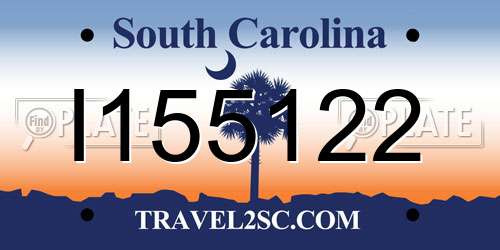 I155122 South Carolina License Plate