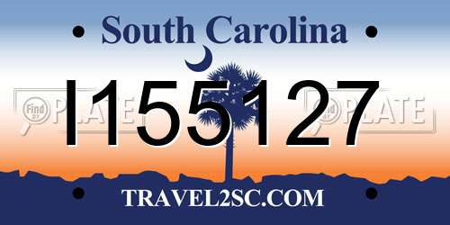 I155127 South Carolina License Plate