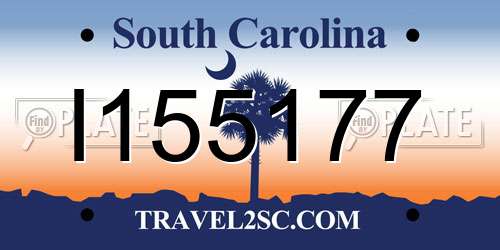 I155177 South Carolina License Plate