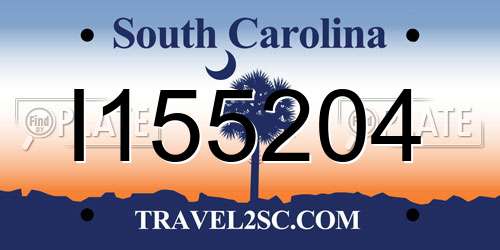 I155204 South Carolina License Plate