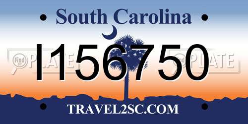 I156750 South Carolina License Plate