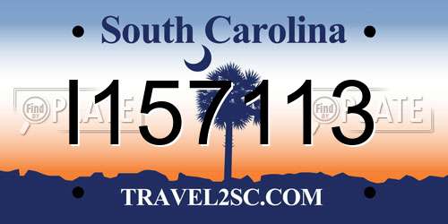 I157113 South Carolina License Plate