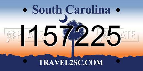 I157225 South Carolina License Plate