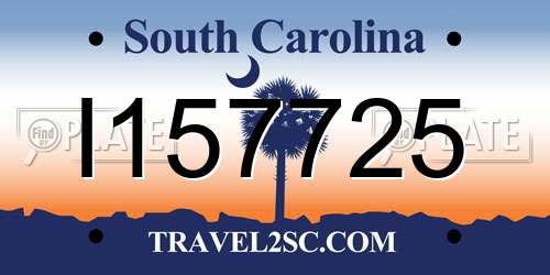 I157725 South Carolina License Plate