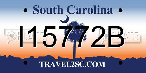 I15772B South Carolina License Plate