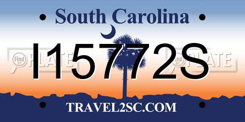 I15772S South Carolina License Plate
