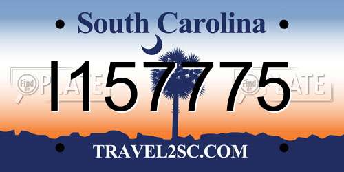 I157775 South Carolina License Plate