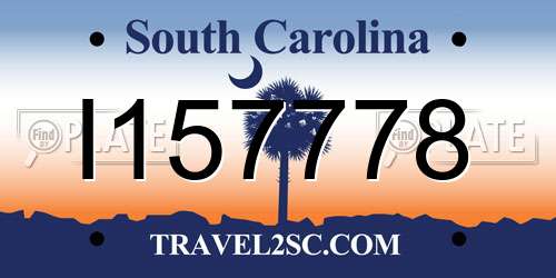 I157778 South Carolina License Plate