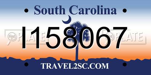 I158067 South Carolina License Plate