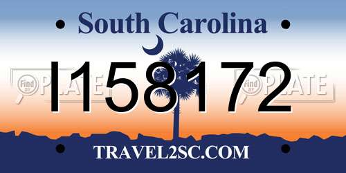 I158172 South Carolina License Plate