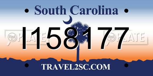 I158177 South Carolina License Plate