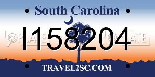 I158204 South Carolina License Plate