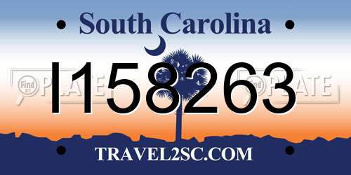I158263 South Carolina License Plate