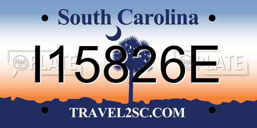 I15826E South Carolina License Plate