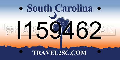 I159462 South Carolina License Plate