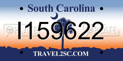 I159622 South Carolina License Plate