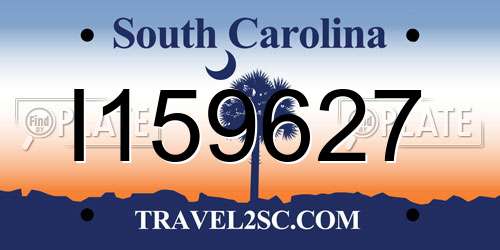 I159627 South Carolina License Plate