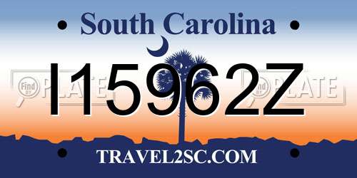 I15962Z South Carolina License Plate