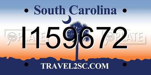 I159672 South Carolina License Plate