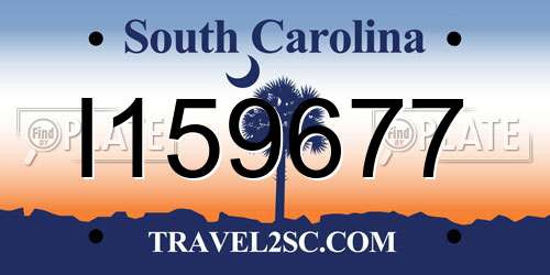 I159677 South Carolina License Plate