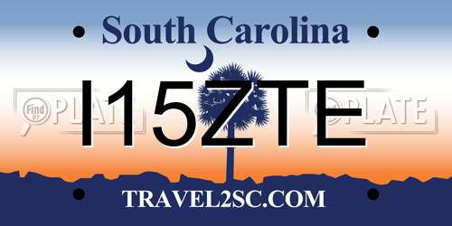 I15ZTE South Carolina License Plate